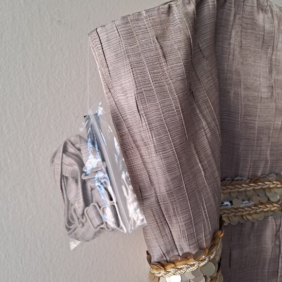 Tahari Gerard Detactable Strap Gold Dress with Braided Sequence Waist - Size 8 - Picture 12 of 16